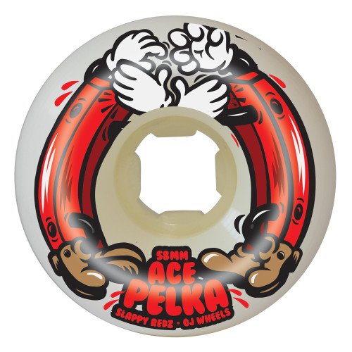 Колеса скейт OJ Wheels 58mm Ace Pelka Slappy Redz Double Duro White Mini Combo 101a/95a