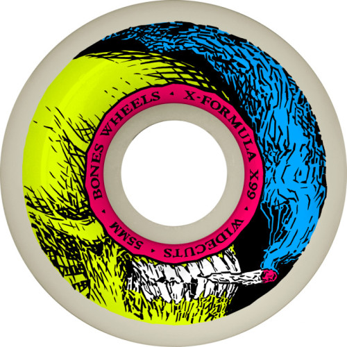 Колеса скейт BONES WHEELS X-Formula Skateboard Wheels Smokin Skull 55mm V6 Widecuts 99A 4pk