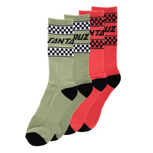 Шкарпетки Santa Cruz Drift Strip 2-Pack Crew Socks Moss/Pastel Red Multi 9-11