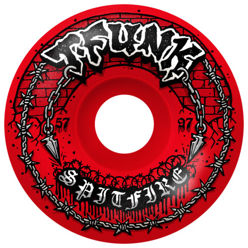 Колеса скейт Spitfire F4 97A T-Funk Raw Radial Full Red 57mm